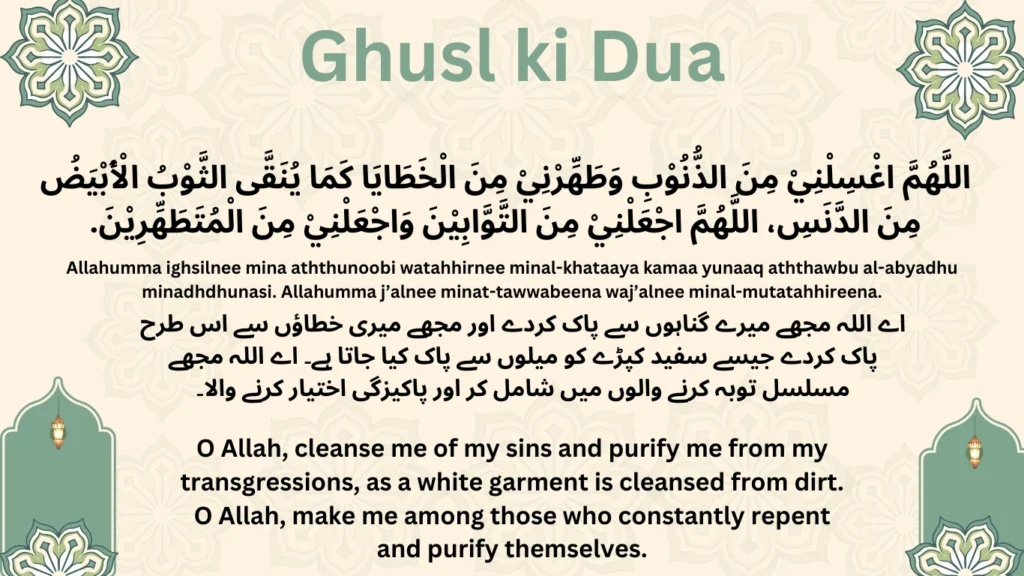 Ghusl ki Dua